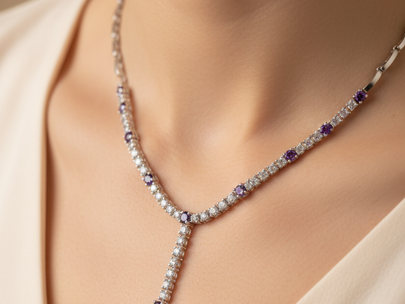 Amethyst Cubic Zirconia Necklace