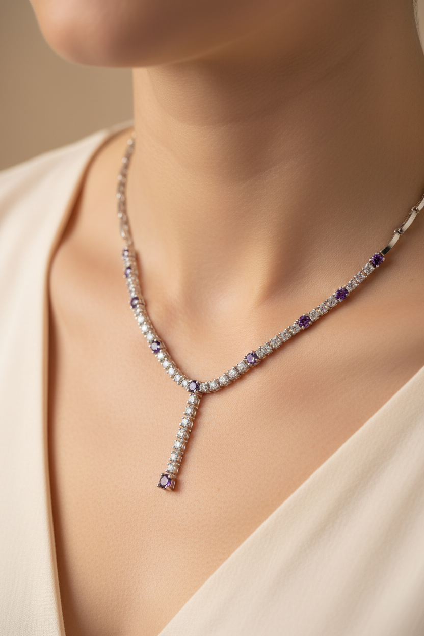 Amethyst Cubic Zirconia Necklace