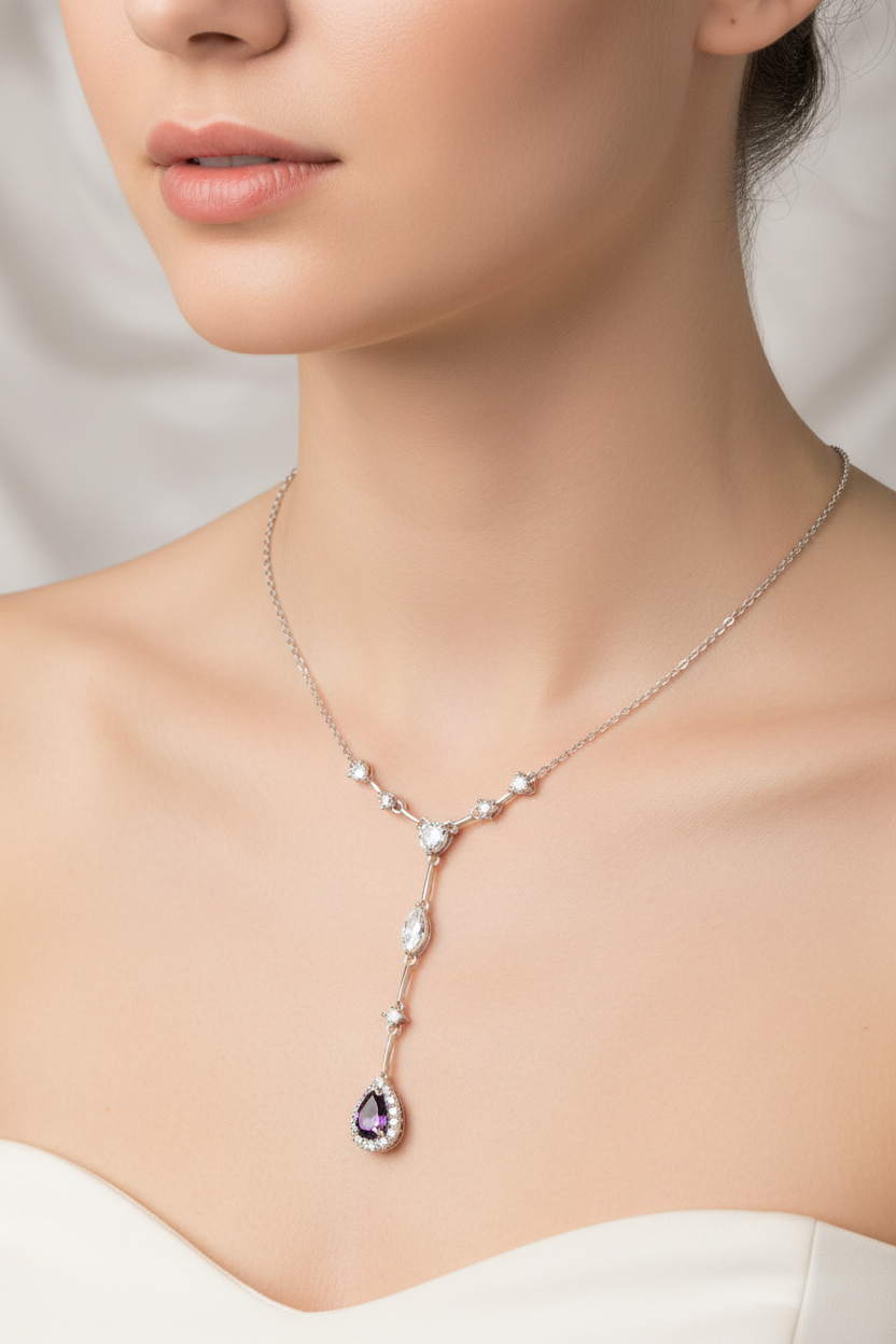 Amethyst Cubic Zirconia Necklace