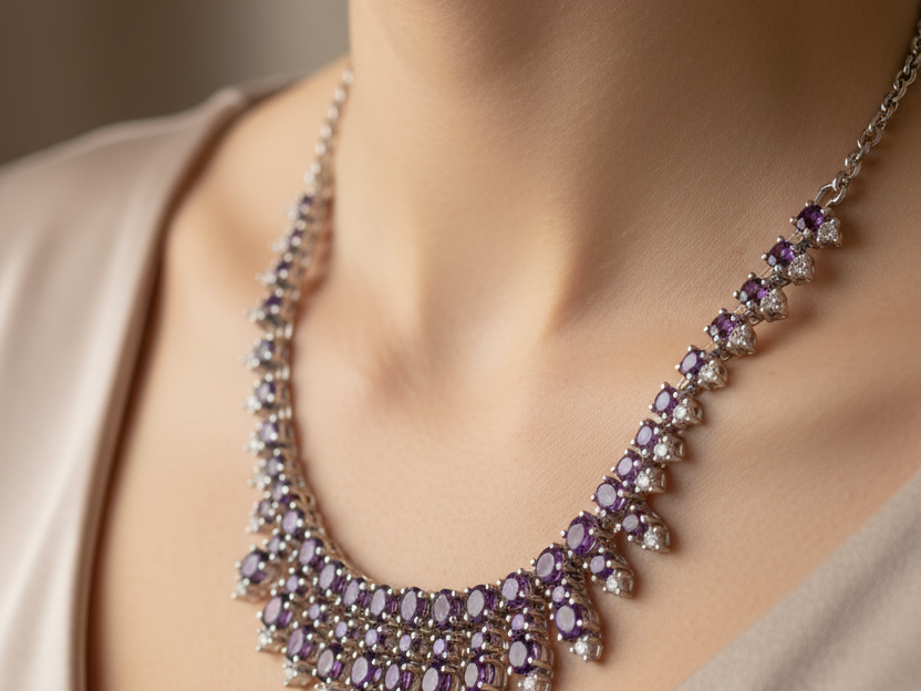 Amethyst Cubic Zirconia Necklace