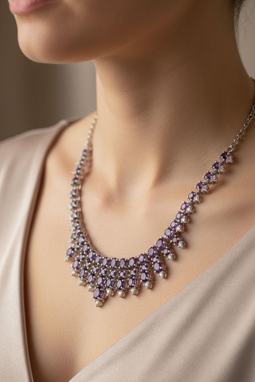 Amethyst Cubic Zirconia Necklace