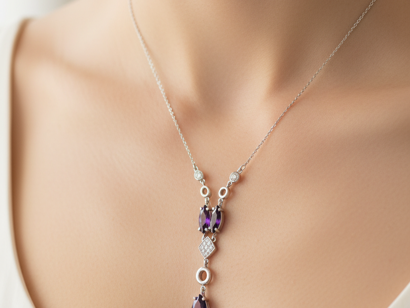 Amethyst Cubic Zirconia Necklace