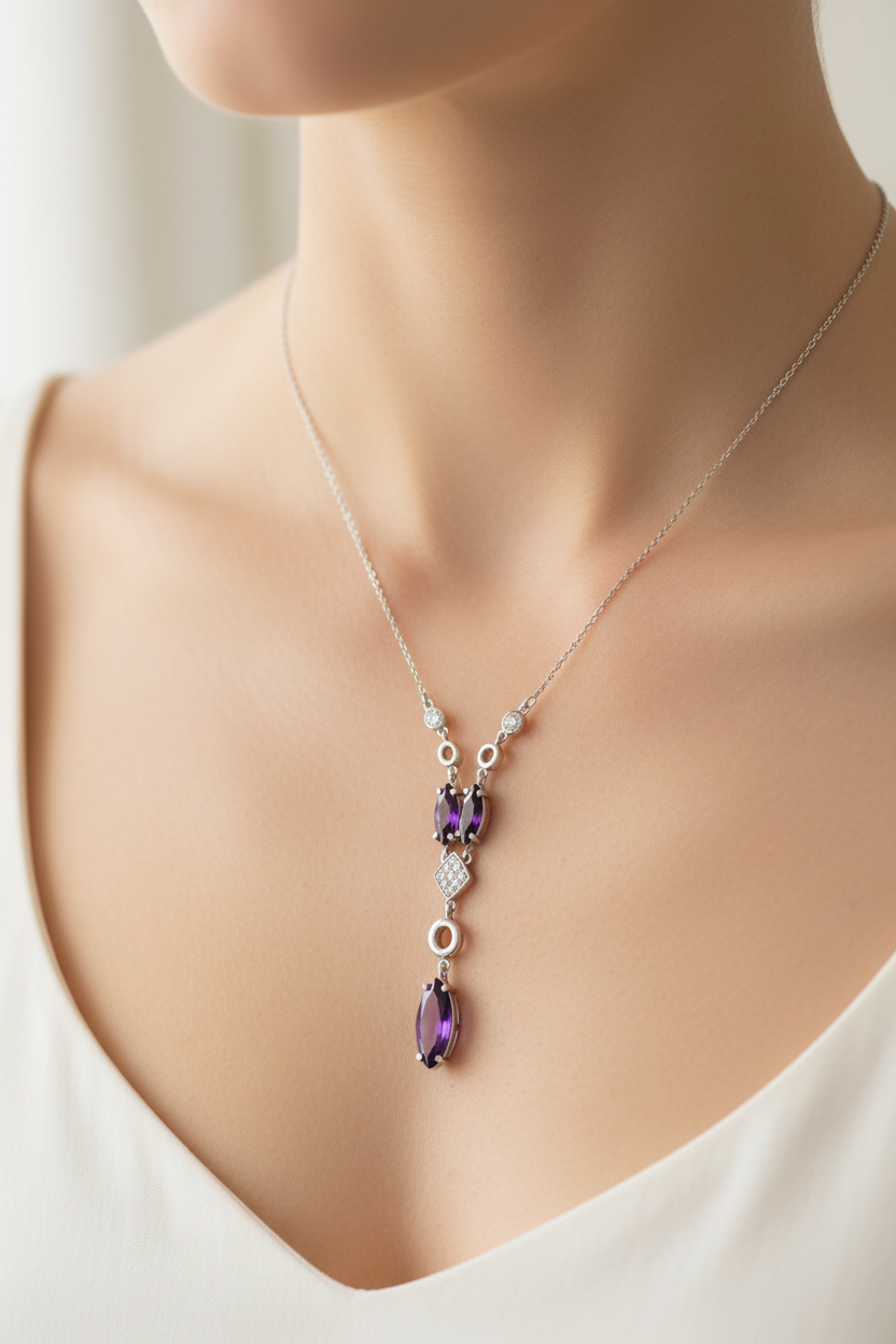 Amethyst Cubic Zirconia Necklace