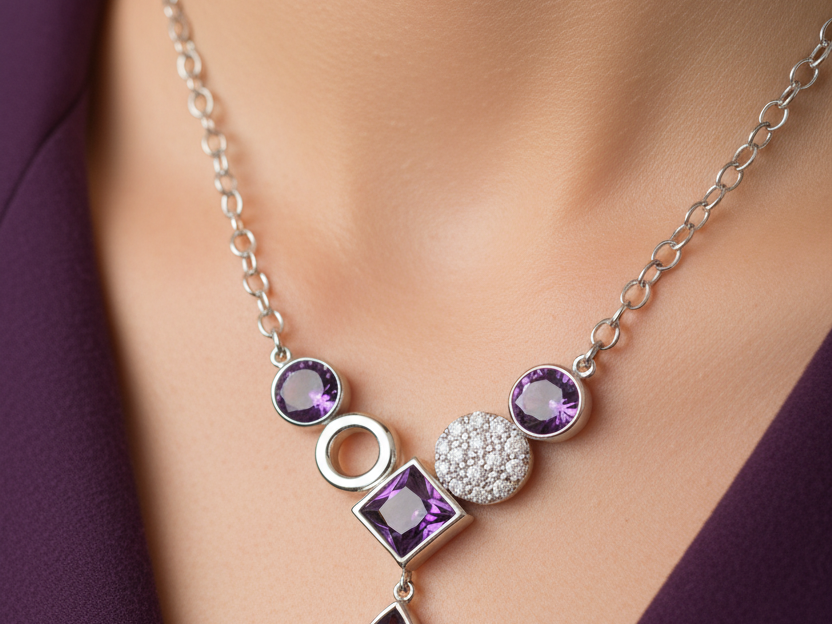 Amethyst Cubic Zirconia Necklace