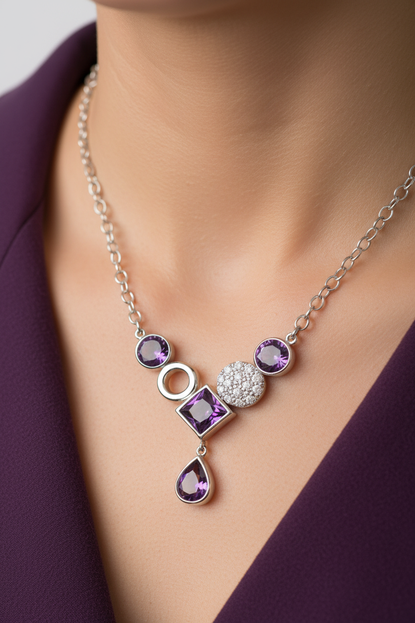 Amethyst Cubic Zirconia Necklace