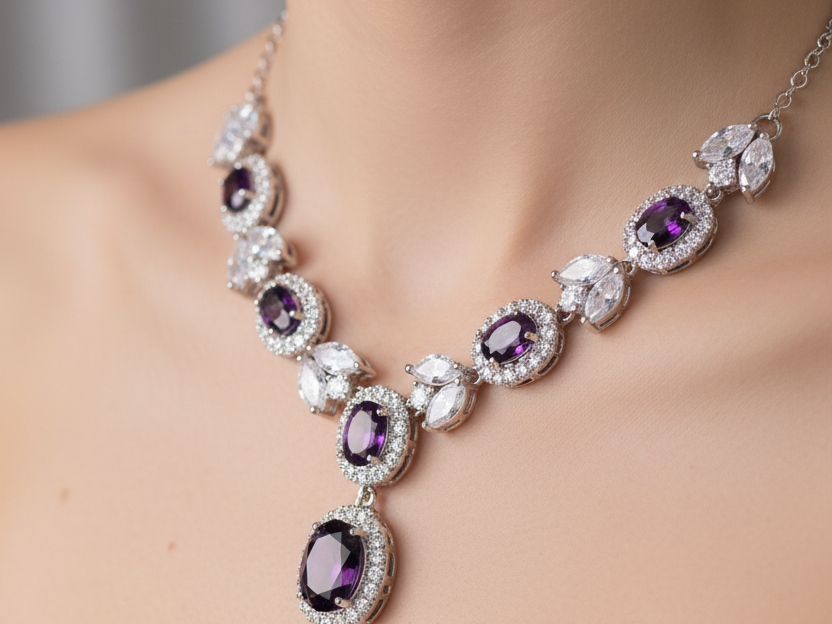 Amethyst Cubic Zirconia Necklace