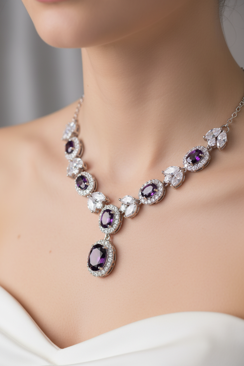 Amethyst Cubic Zirconia Necklace
