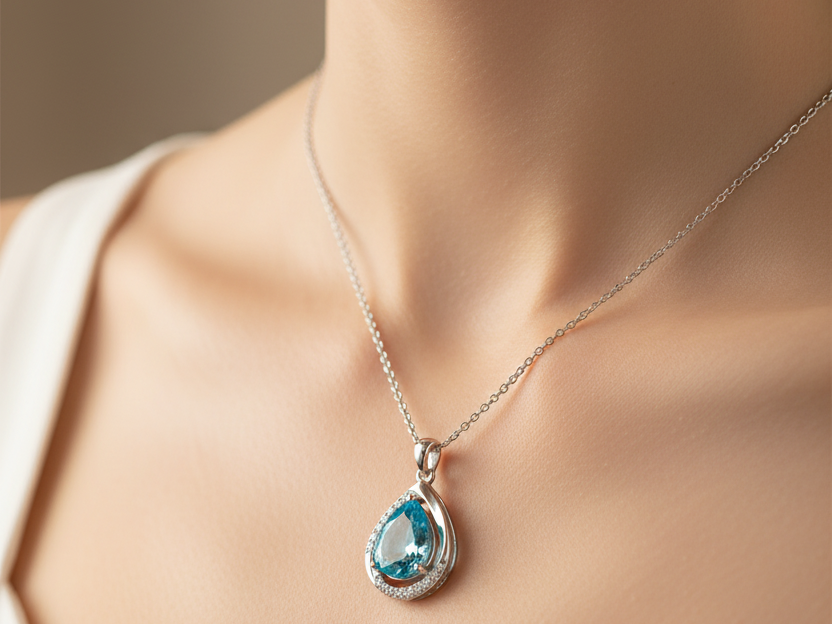 Aqua Cubic Zirconia Necklace