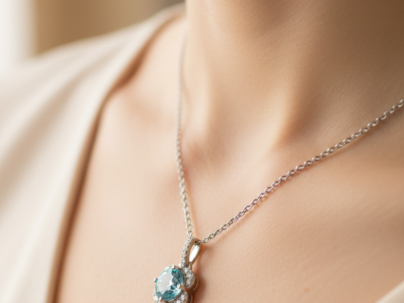 Aqua Cubic Zirconia Necklace