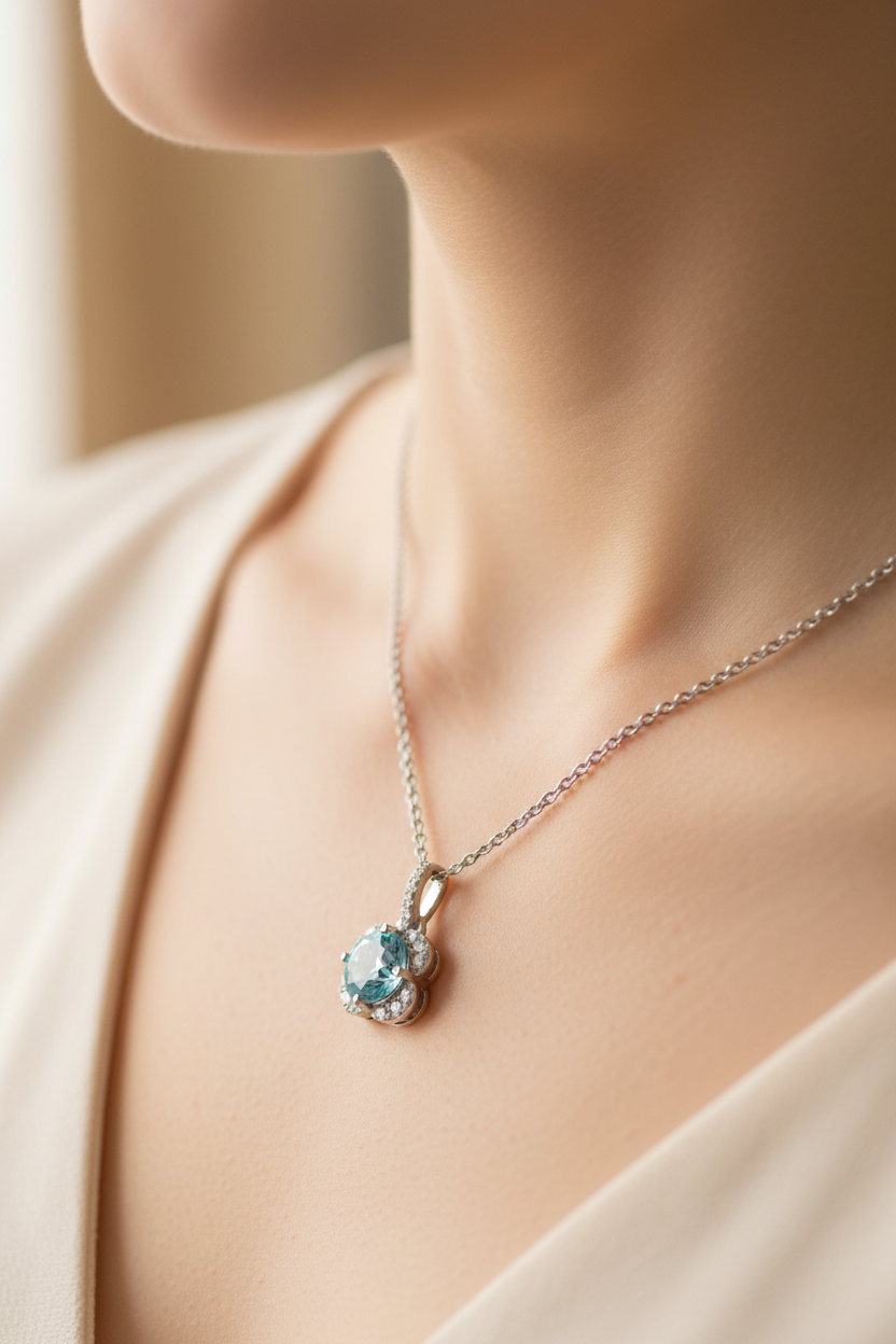 Aqua Cubic Zirconia Necklace