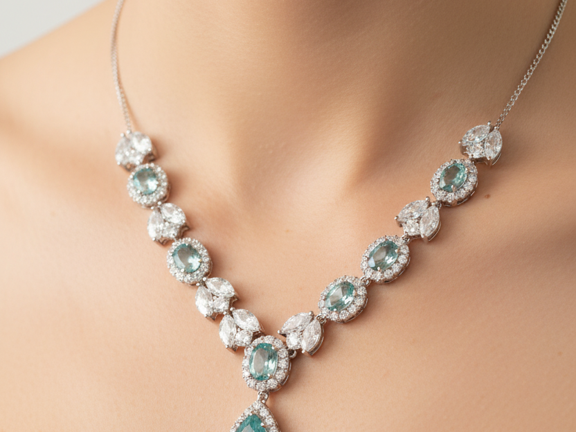 Aquamarine Cubic Zirconia Necklace