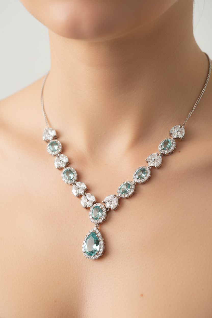 Aquamarine Cubic Zirconia Necklace