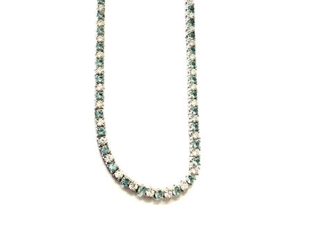 Aquamarine Cubic Zirconia Claw Set Tennis Necklace