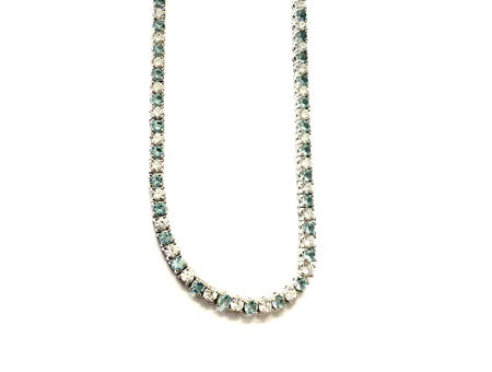Aquamarine Cubic Zirconia Claw Set Tennis Necklace