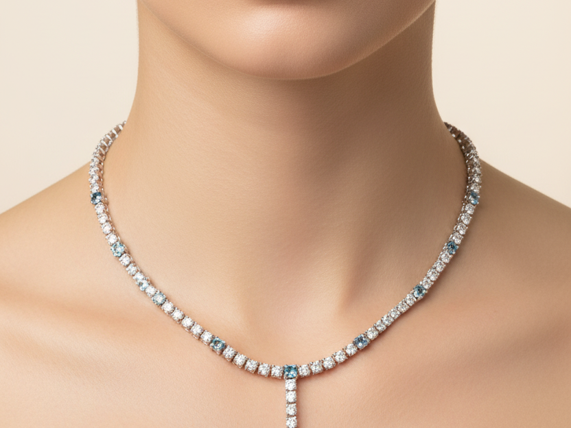 Aquamarine Cubic Zirconia Necklace