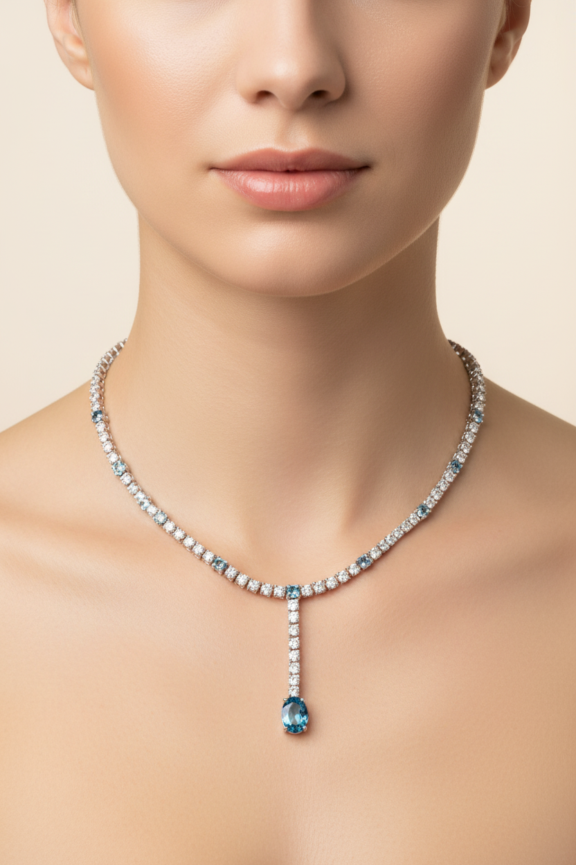 Aquamarine Cubic Zirconia Necklace