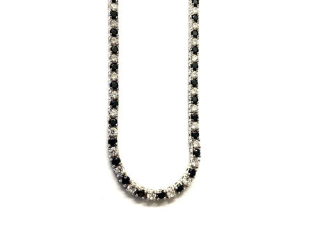 Black And White Cubic Zirconia Claw Set Silver 3mm Stone Tennis Bracelet