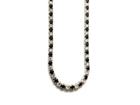 Black Cubic Zirconia Claw Set Tennis Silver 3mm Stone  Necklace