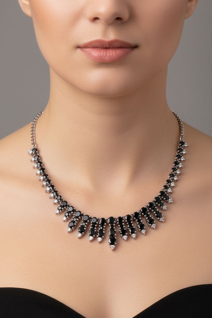 Black Cubic Zirconia Necklace