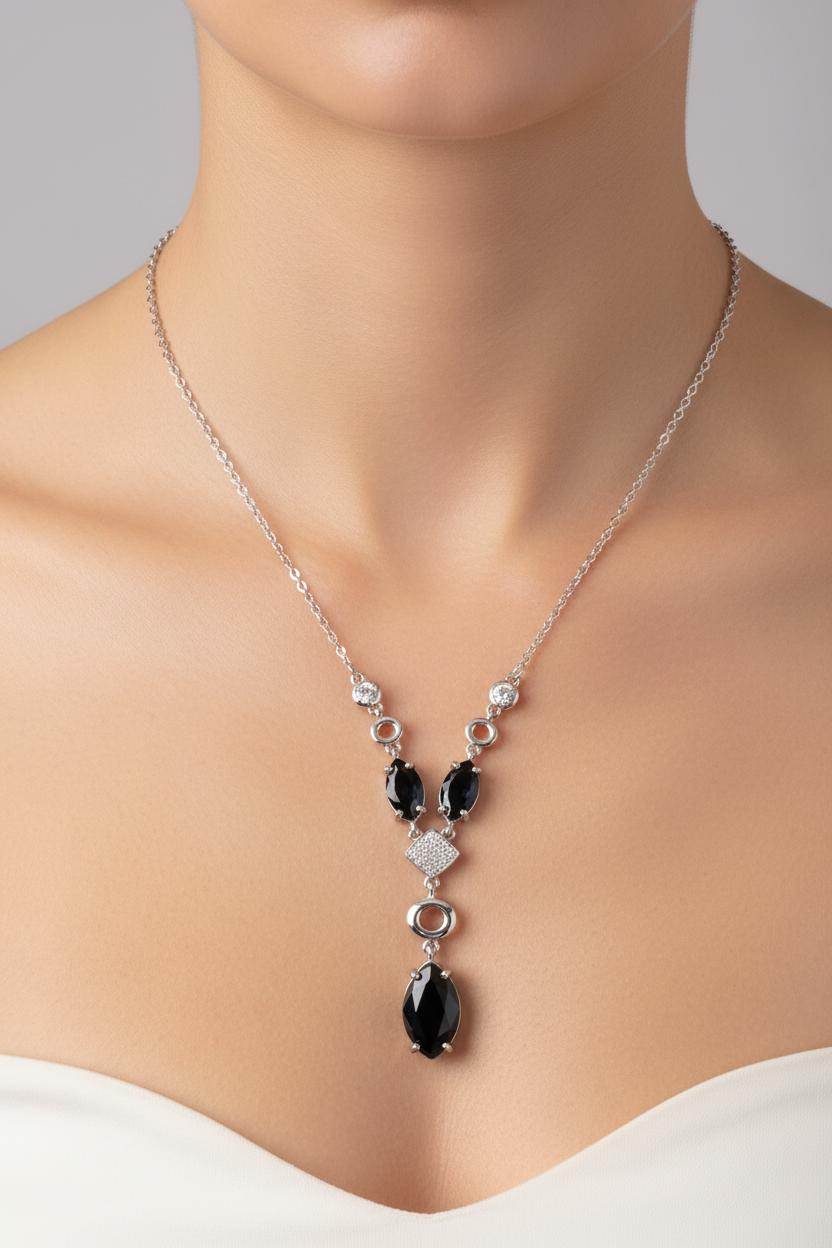 Black Cubic Zirconia Necklace