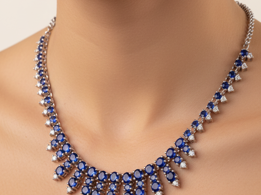 Sapphire Cubic Zirconia Necklace