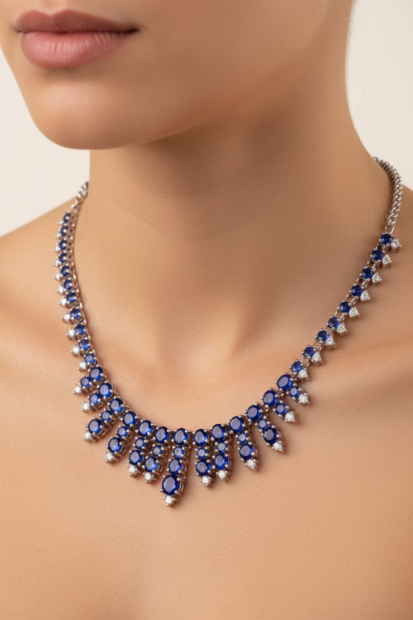 Sapphire Cubic Zirconia Necklace