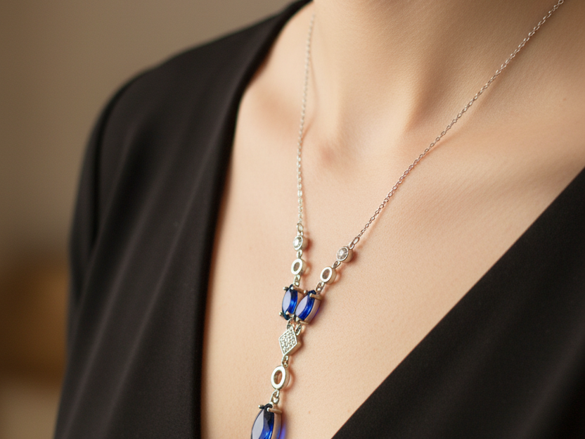 Sapphire Cubic Zirconia Necklace