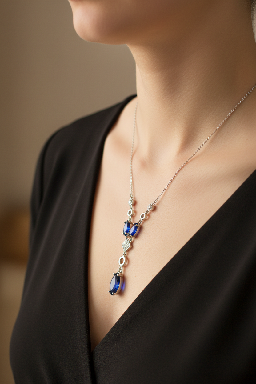 Sapphire Cubic Zirconia Necklace