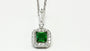 Silver Emerald & White Cz Stone Set Necklace