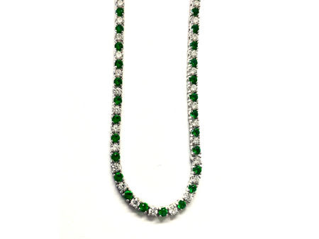 A Emerald Cubic Zirconia Claw Set Tennis Necklace 3mm