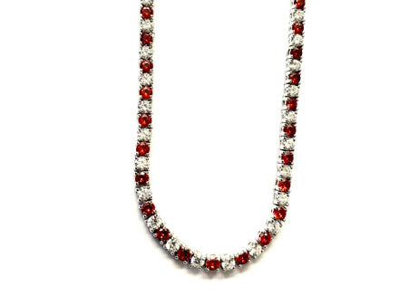 A Garnet Cubic Zirconia Claw Set Tennis Necklace