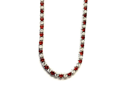 A Garnet Cubic Zirconia Claw Set Tennis Necklace