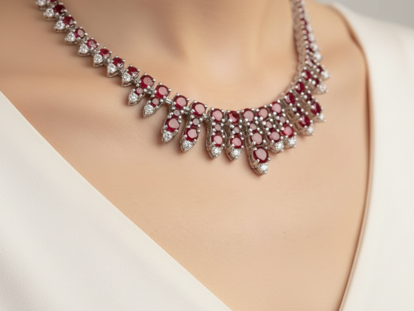 Garnet Cubic Zirconia Necklace