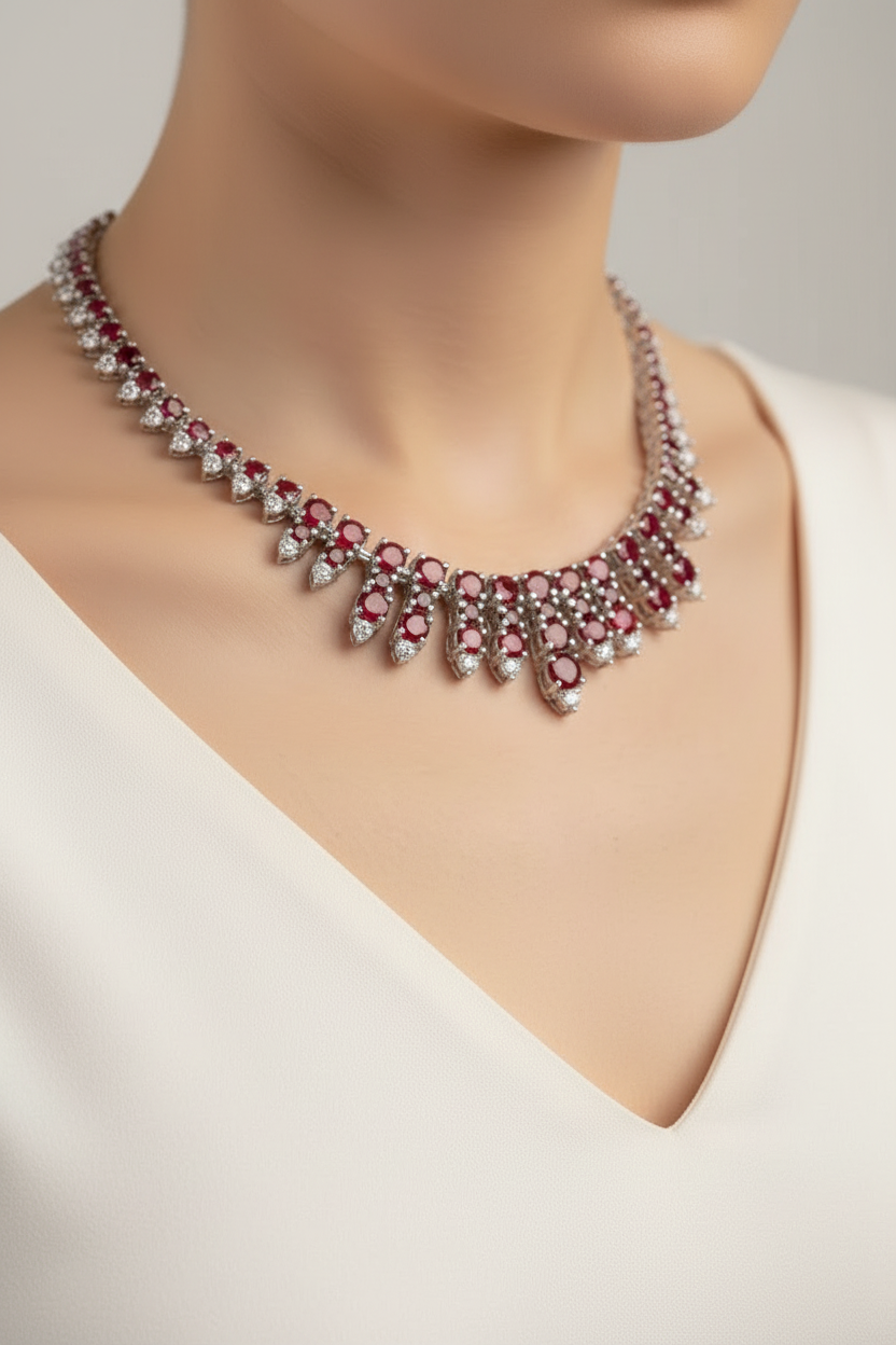 Garnet Cubic Zirconia Necklace