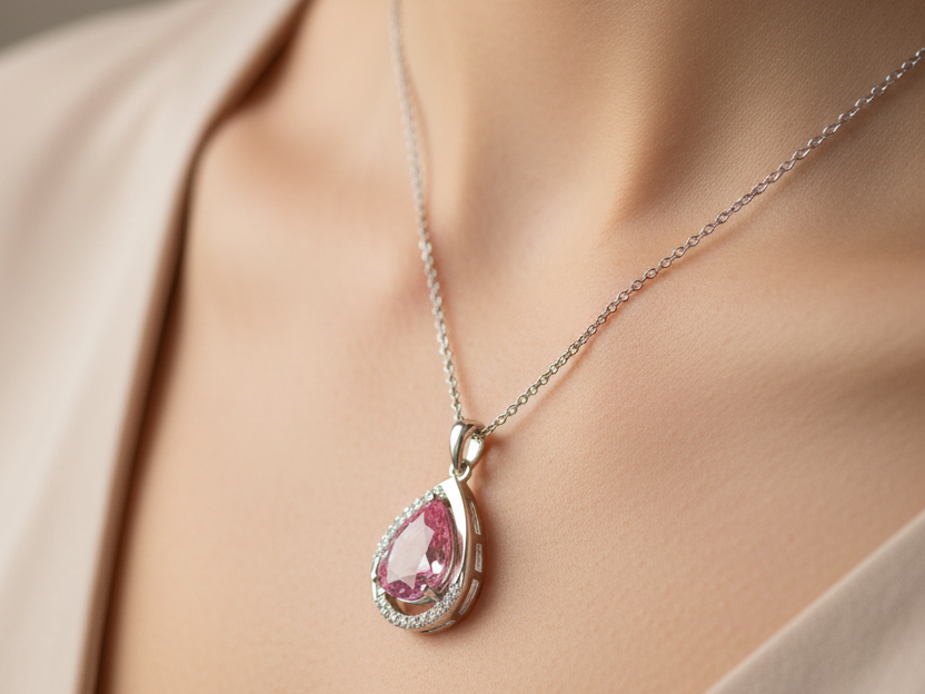 Pink Cubic Zirconia Necklace