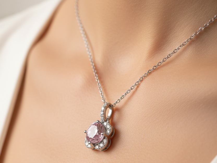 Pink Cubic Zirconia Necklace