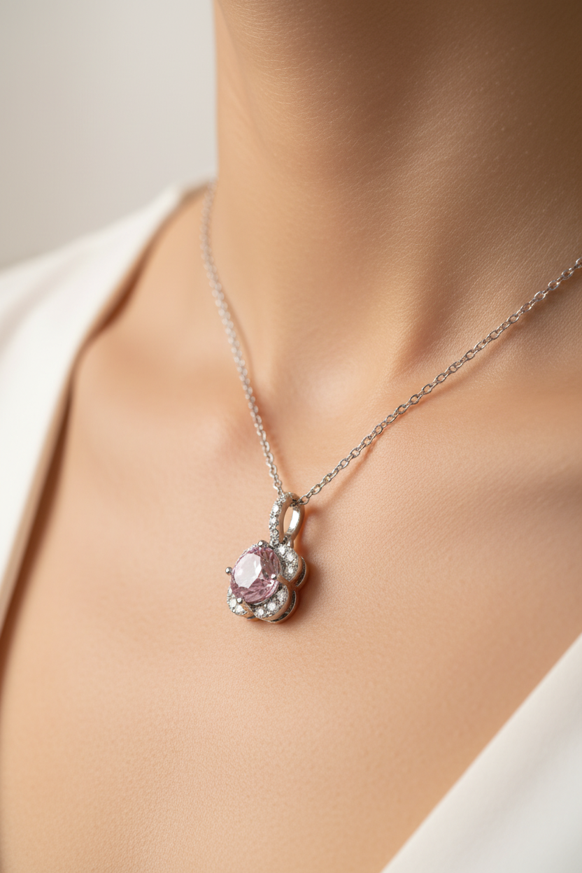 Pink Cubic Zirconia Necklace