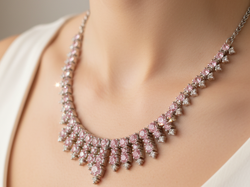 Pink Cubic Zirconia Necklace