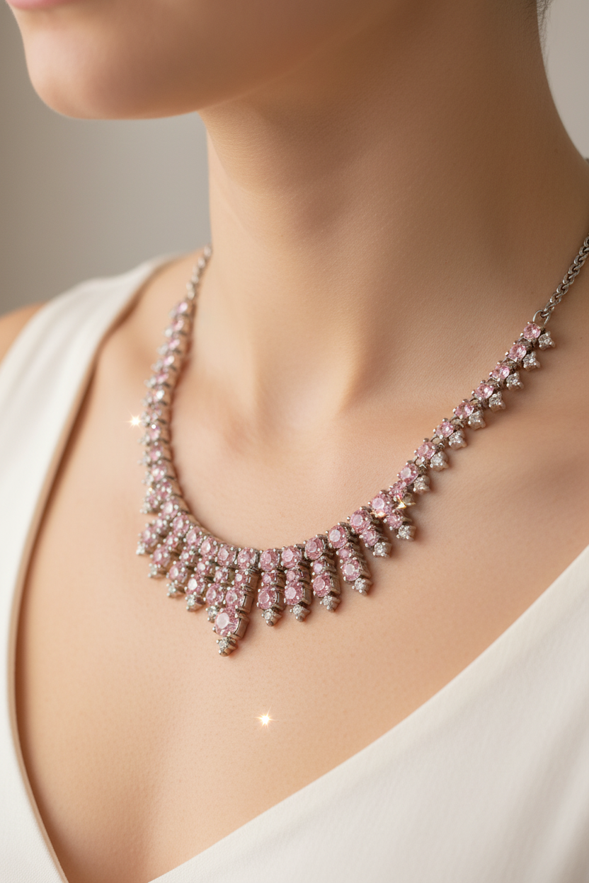 Pink Cubic Zirconia Necklace