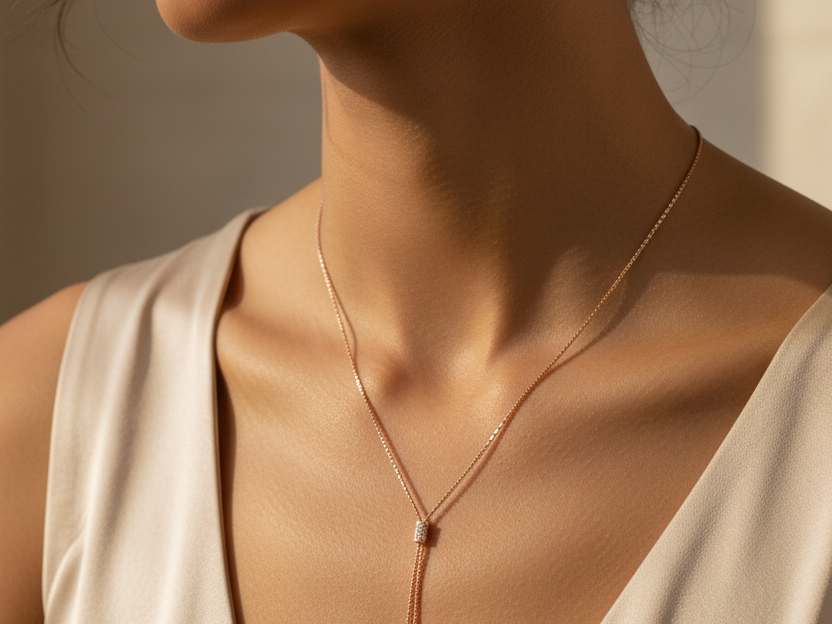 Rose Gold on Silver Cubic Zirconia Necklace.