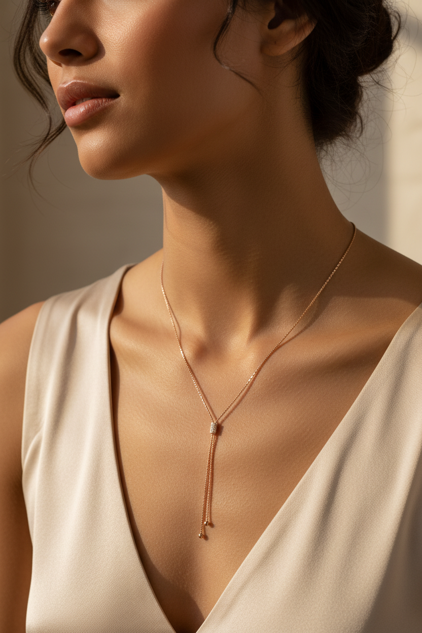 Rose Gold on Silver Cubic Zirconia Necklace.