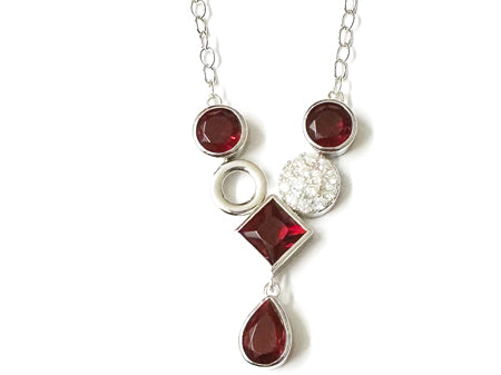 A Ruby Cubic Zirconia Silver Necklace