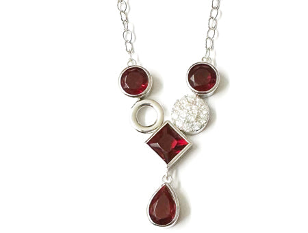 A Ruby Cubic Zirconia Silver Necklace