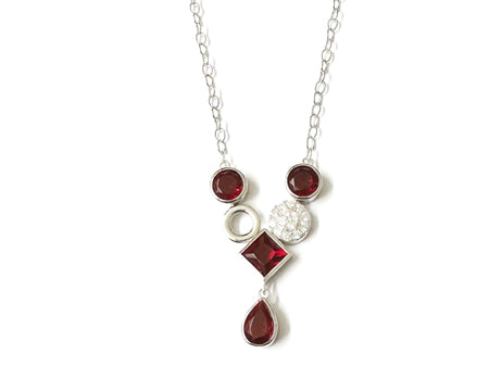 A Ruby Cubic Zirconia Silver Necklace