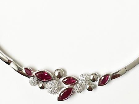 A Ruby Cubic Zirconia Silver Necklace
