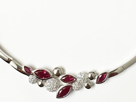 A Ruby Cubic Zirconia Silver Necklace