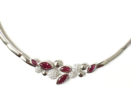 A Ruby Cubic Zirconia Silver Necklace