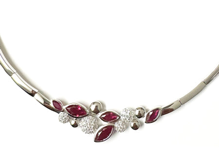 A Ruby Cubic Zirconia Silver Necklace