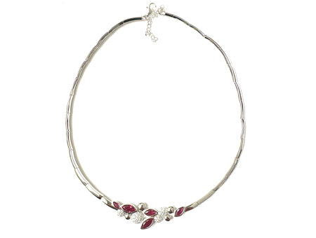 A Ruby Cubic Zirconia Silver Necklace