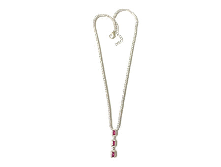 Ruby Cubic Zirconia Silver Necklace.